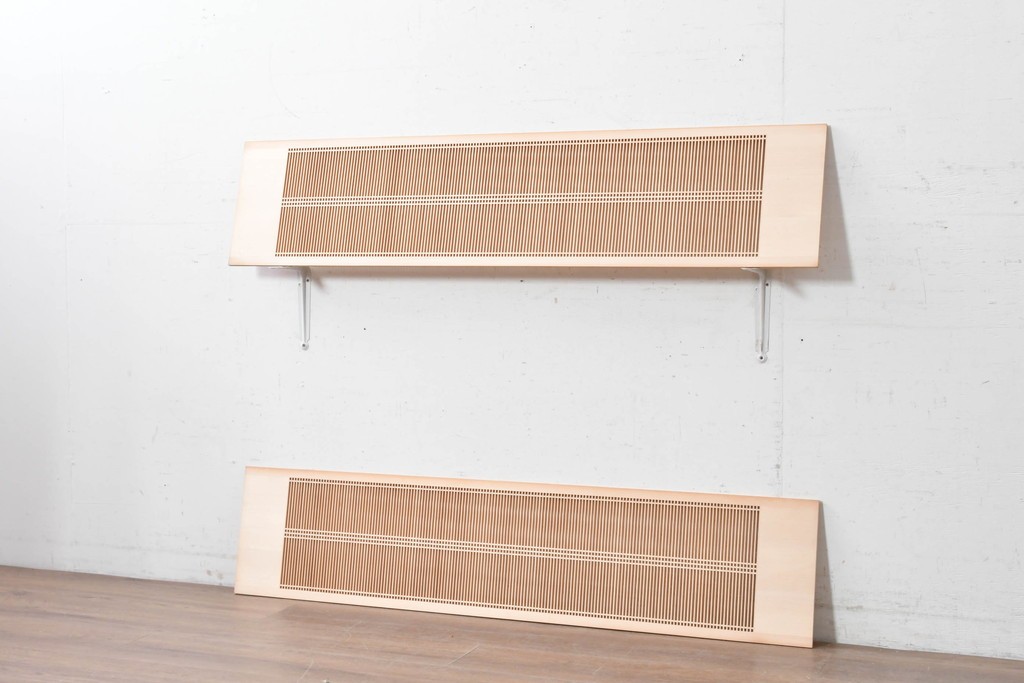 ヴィンテージ建具　昭和後期　職人技が光る細密な筬欄間2枚セット　(R-088995)