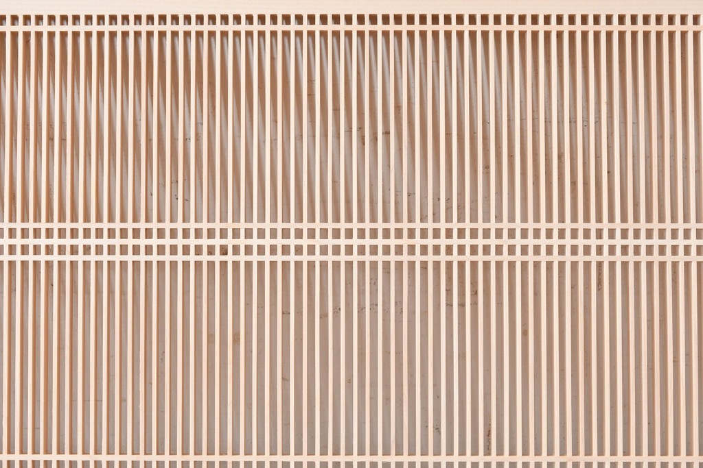 ヴィンテージ建具　昭和後期　職人技が光る細密な筬欄間2枚セット　(R-088995)