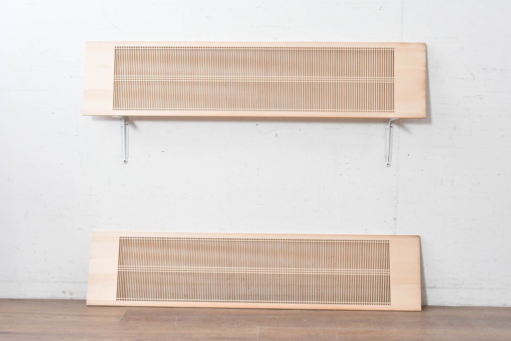 ヴィンテージ建具　昭和後期　職人技が光る細密な筬欄間2枚セット　(R-088996)