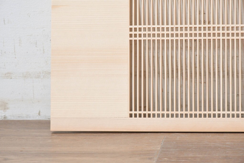 ヴィンテージ建具　昭和後期　職人技が光る細密な筬欄間2枚セット　(R-088996)