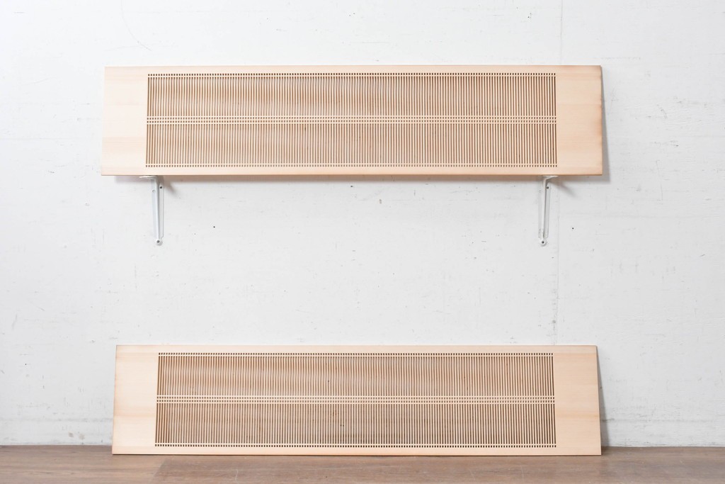 ヴィンテージ建具　昭和後期　職人技が光る細密な筬欄間2枚セット　(R-088996)