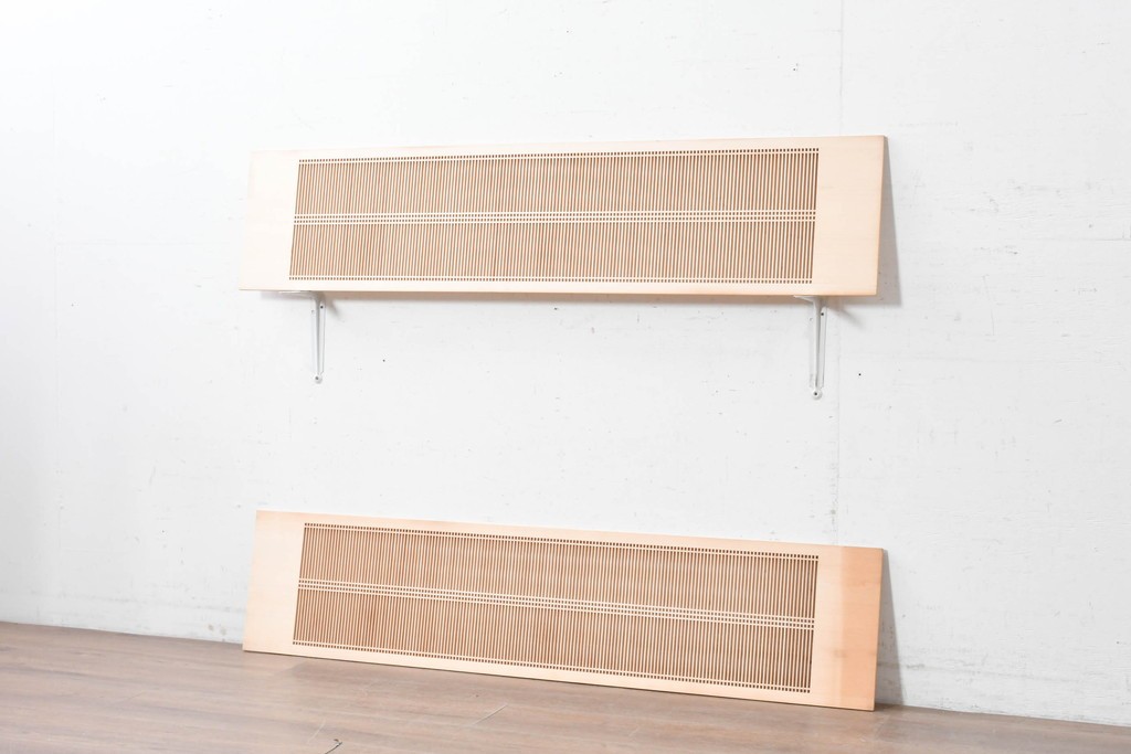 ヴィンテージ建具　昭和後期　職人技が光る細密な筬欄間2枚セット　(R-088997)