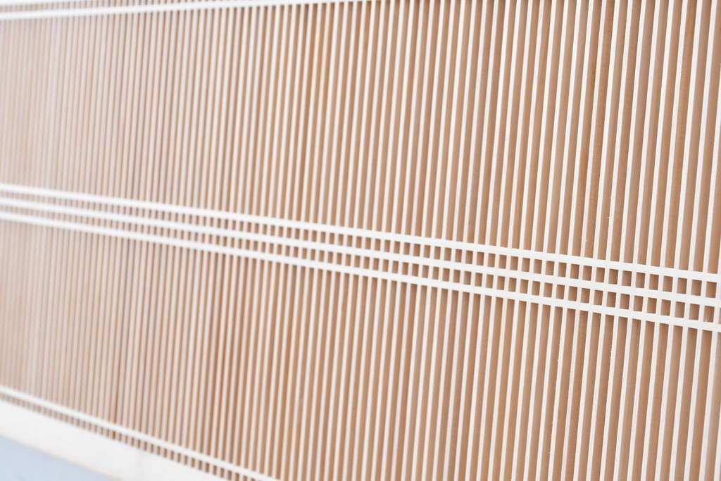 ヴィンテージ建具　昭和後期　職人技が光る細密な筬欄間2枚セット　(R-088997)