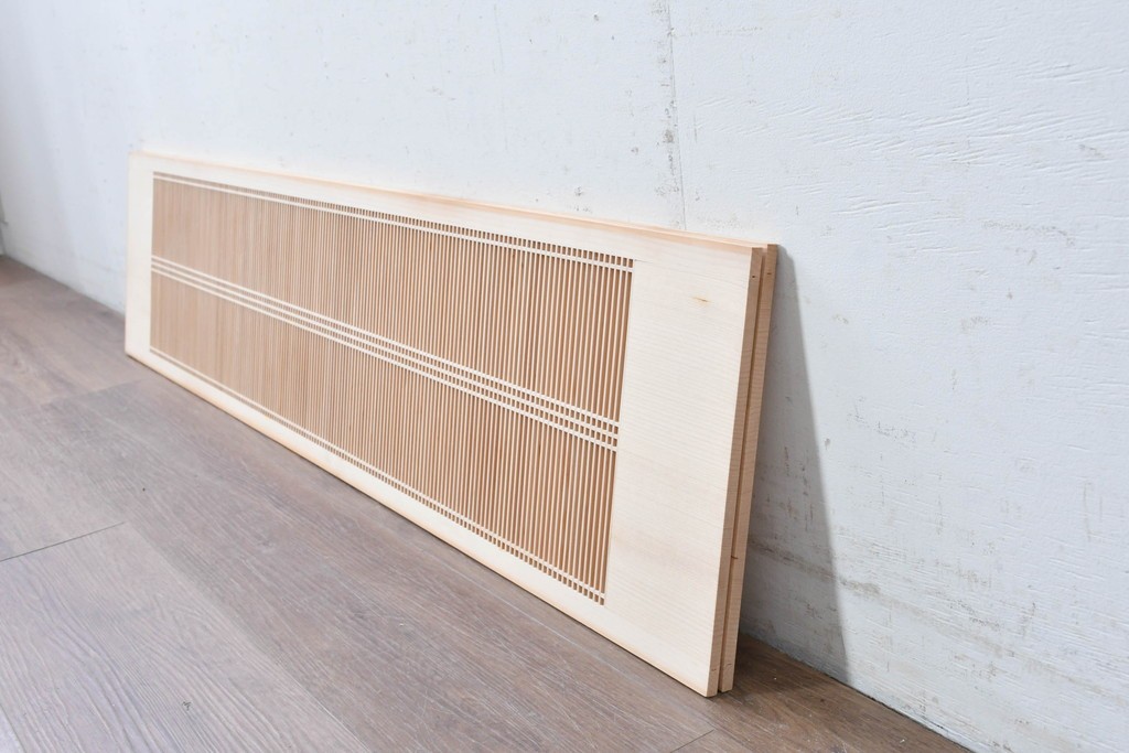 ヴィンテージ建具　昭和後期　職人技が光る細密な筬欄間2枚セット　(R-088997)