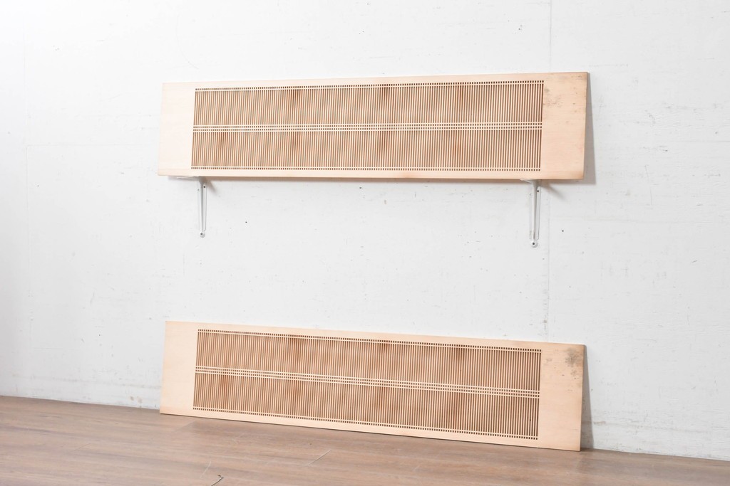 ヴィンテージ建具　昭和後期　職人技が光る細密な筬欄間2枚セット　(R-088998)
