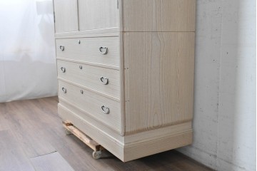 中古　美品　伝統工芸士　田澤謙介作　胴厚・四方丸の加茂総桐箪笥　(R-089002)