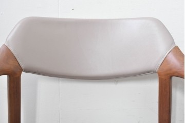 中古　美品　CONDE HOUSE(カンディハウス)　WING LUX LD　本革　ウォールナット材　曲線的なアームが美しいサイドチェア4脚セット　(R-089010)