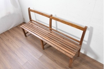 和製アンティーク　レトロ　栓材の素朴な木味が魅力のベンチ　(R-089013)