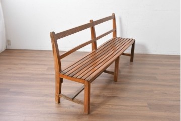 和製アンティーク　レトロ　栓材の素朴な木味が魅力のベンチ　(R-089015)
