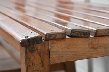 和製アンティーク　レトロ　栓材の素朴な木味が魅力のベンチ　(R-089016)