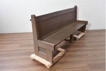 ヨーロッパヴィンテージ　重厚な佇まいのチャーチベンチ　(R-089020)
