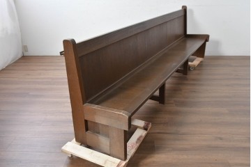 ヨーロッパヴィンテージ　特大!!　幅270cm超え　圧倒的な存在感のチャーチベンチ　(R-089021)