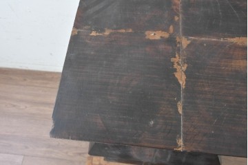 アジアンヴィンテージ　バリ島　無垢材　幾何学的なフォルムが目を引くアンティーク調の花台　(R-089024)