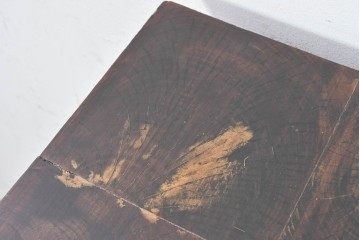 アジアンヴィンテージ　バリ島　無垢材　幾何学的なフォルムが目を引くアンティーク調の花台　(R-089028)