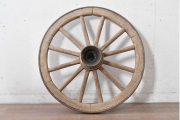 アンティーク雑貨　明治期から大正期　大八車　太いスポークと鉄輪が重厚な木製車輪　(R-089033)