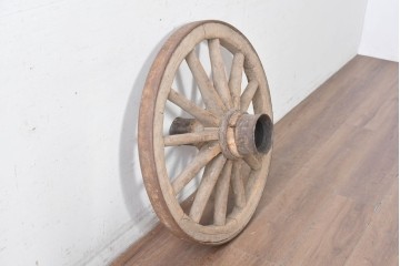 アンティーク雑貨　明治期から大正期　大八車　太いスポークと鉄輪が重厚な木製車輪　(R-089033)