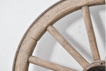 アンティーク雑貨　明治期から大正期　大八車　太いスポークと鉄輪が重厚な木製車輪　(R-089033)