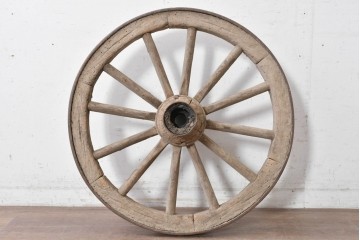アンティーク雑貨　明治期から大正期　大八車　太いスポークと鉄輪が重厚な木製車輪　(R-089033)