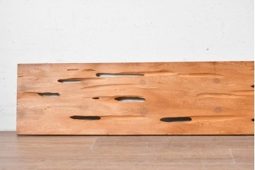 ヴィンテージ建具　昭和後期　杉材　節穴を活かした素朴な表情が味わい深い欄間2枚セット　(R-089038)