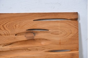 ヴィンテージ建具　昭和後期　杉材　節穴を活かした素朴な表情が味わい深い欄間2枚セット　(R-089038)