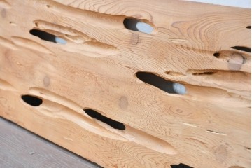 ヴィンテージ建具　昭和後期　杉材　節穴を活かした素朴な表情が味わい深い欄間2枚セット　(R-089038)