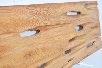 ヴィンテージ建具　昭和後期　杉材　節穴を活かした素朴な表情が味わい深い欄間2枚セット　(R-089038)