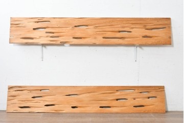 ヴィンテージ建具　昭和後期　杉材　節穴を活かした素朴な表情が味わい深い欄間2枚セット　(R-089038)