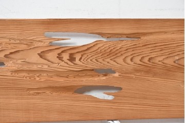 ヴィンテージ建具　昭和後期　杉材　節穴を活かした素朴な表情が味わい深い欄間2枚セット　(R-089039)