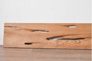 ヴィンテージ建具　昭和後期　杉材　節穴を活かした素朴な表情が味わい深い欄間2枚セット　(R-089039)