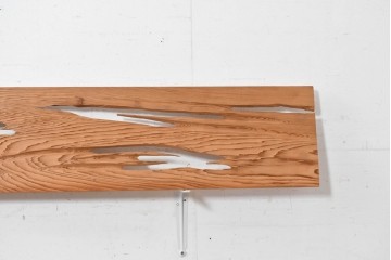 ヴィンテージ建具　昭和後期　杉材　節穴を活かした素朴な表情が味わい深い欄間2枚セット　(R-089040)