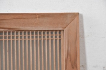 ヴィンテージ建具　昭和後期　両面ガラス入りの細密な筬欄間2枚セット　(R-089046)