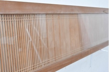ヴィンテージ建具　昭和後期　両面ガラス入りの細密な筬欄間2枚セット　(R-089046)