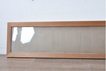 ヴィンテージ建具　昭和後期　両面ガラス入りの細密な筬欄間2枚セット　(R-089046)
