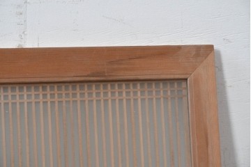 ヴィンテージ建具　昭和後期　両面ガラス入りの細密な筬欄間2枚セット　(R-089046)