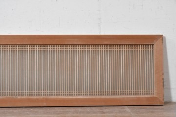 ヴィンテージ建具　昭和後期　両面ガラス入りの細密な筬欄間2枚セット　(R-089046)