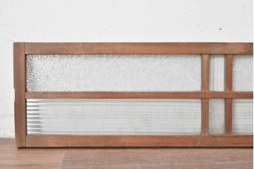 アンティーク建具　昭和初期　異なるガラスの表情が味わい深い明り取り2枚セット　(R-089047)