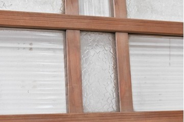 アンティーク建具　昭和初期　異なるガラスの表情が味わい深い明り取り2枚セット　(R-089047)