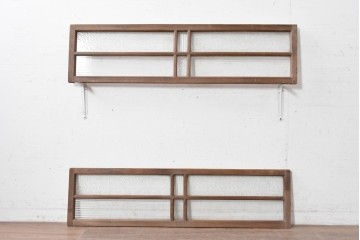 アンティーク建具　昭和初期　異なるガラスの表情が味わい深い明り取り2枚セット　(R-089047)