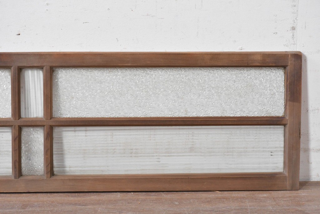 アンティーク建具　昭和初期　異なるガラスの表情が味わい深い明り取り2枚セット　(R-089047)