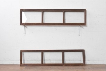 ヴィンテージ建具　昭和中期　シンプルな格子デザインの明り取り2枚セット　(R-089048)