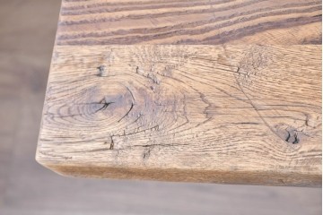 中古　美品　チーク無垢材　重厚な脚組みが印象的なダイニングテーブル　(R-089049)