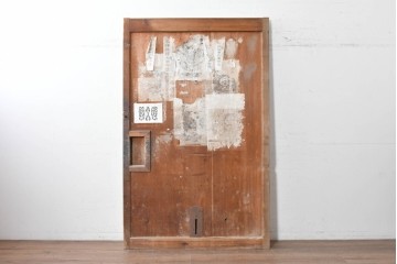 アンティーク建具　明治期　檜(ヒノキ)材　力強い框組が魅力の蔵戸1枚　(R-089050)