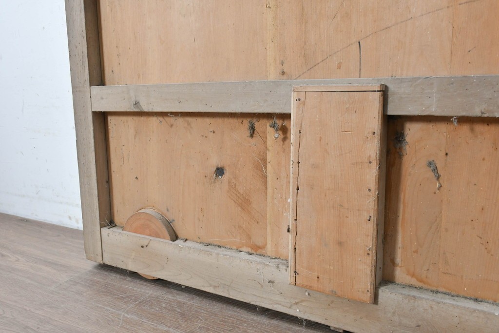 アンティーク建具　明治期　檜(ヒノキ)材　力強い框組が魅力の蔵戸1枚　(R-089050)