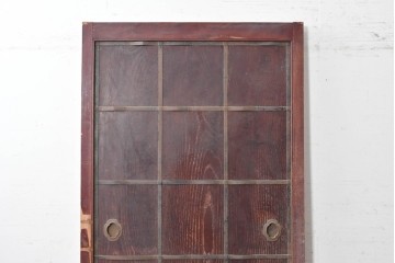 アンティーク建具　明治期　新潟産　総欅(ケヤキ)材　重厚な金具が目を引く蔵戸1枚　(R-089051)