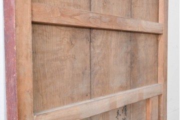 アンティーク建具　明治期　新潟産　総欅(ケヤキ)材　重厚な金具が目を引く蔵戸1枚　(R-089051)