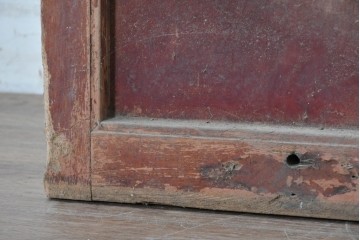 アンティーク建具　明治期　総欅(ケヤキ)材　きつね格子が目を引く蔵戸1枚　(R-089052)