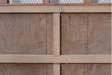 アンティーク建具　明治期　総欅(ケヤキ)材　きつね格子が目を引く蔵戸1枚　(R-089052)
