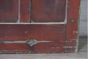 アンティーク建具　明治から大正期　檜(ヒノキ)材　格子とくぐり戸が趣ある蔵戸1枚　(R-089054)