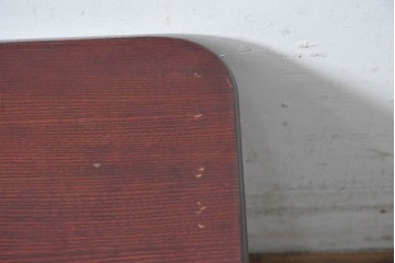 和製アンティーク　総欅(ケヤキ)材　大振りで存在感のある漆塗りの角形ちゃぶ台　(R-089056)