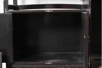 和製アンティーク　漆塗り　螺鈿が映える華やかな茶棚　(R-089058)